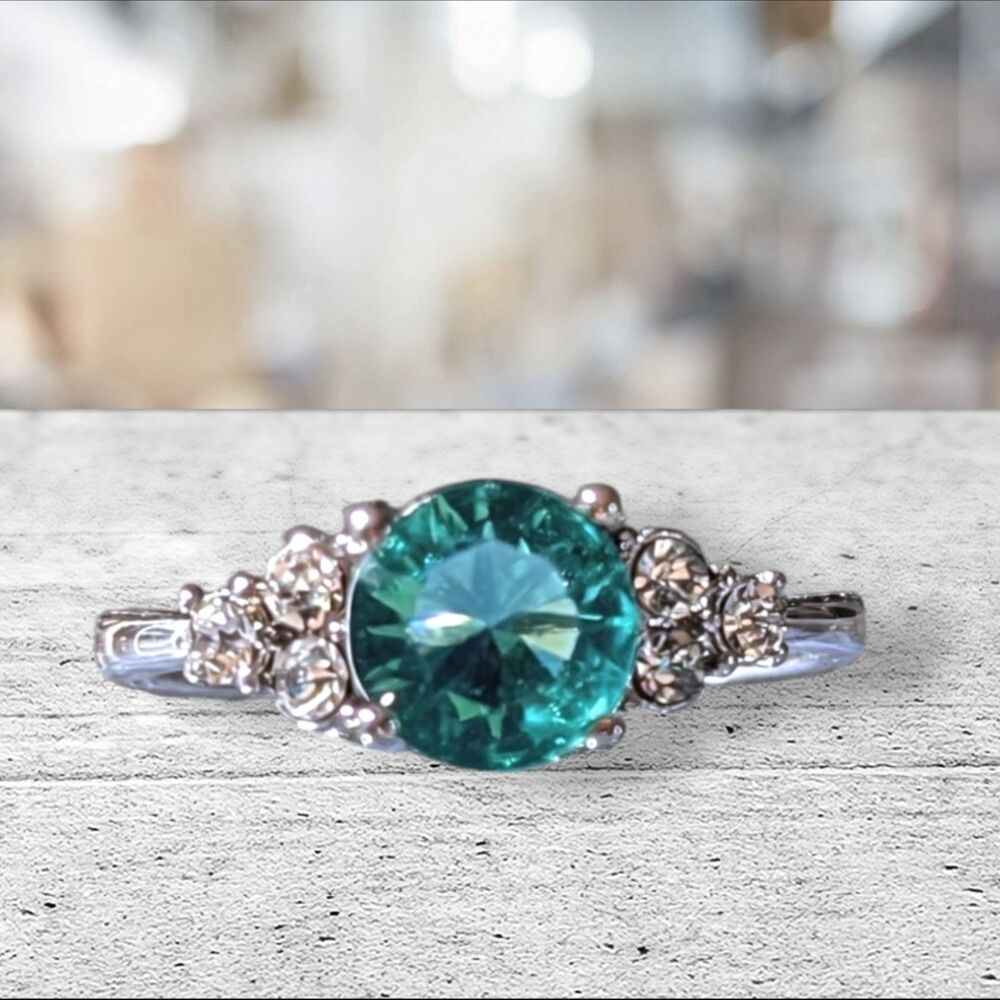 Simulated Mint Tourmaline Cocktail Fashion Ring Size 11